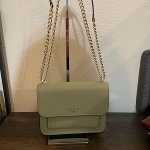 Kate Spade Sage Green Crossbody Bag with Gold Chain